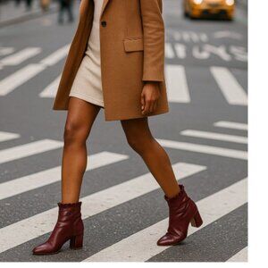 Nanette Lepore Womens size 7 Maroon Glory Ankle Heeled Leather Boot